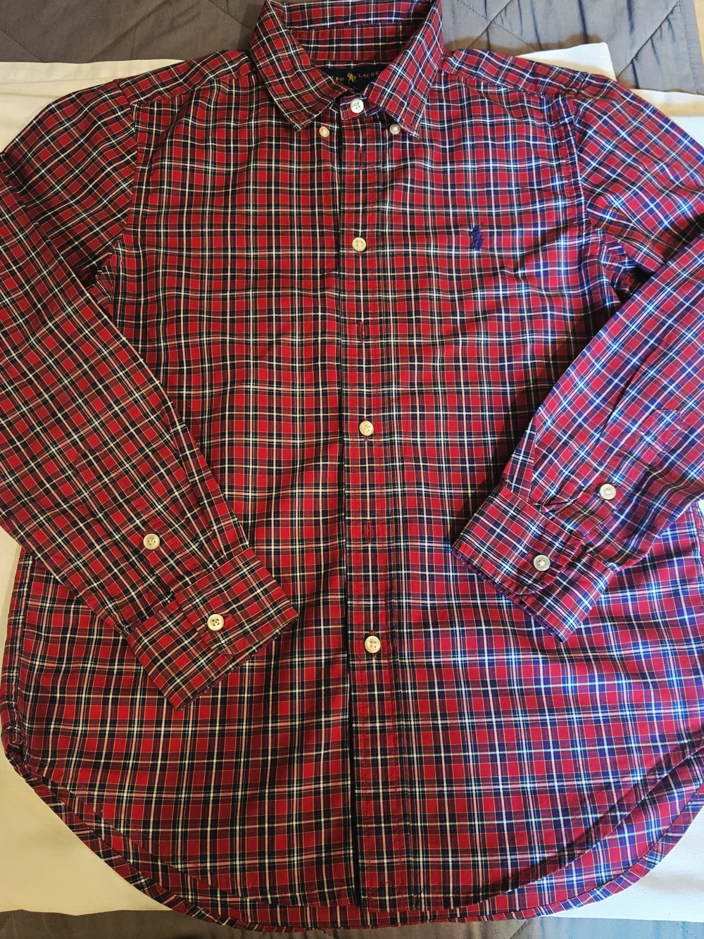 Ralph Lauren Red, Navy & White Plaid Button-Down Shirt (Boys)